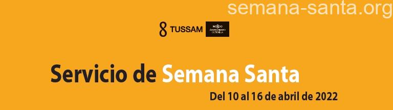 Servicio autobuses urbanos (TUSSAM) durante la Semana Santa de Sevilla